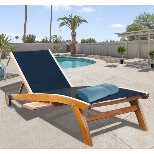 Loon Peak® Hammond Outdoor Teak Chaise Lounge with Table Wayfair